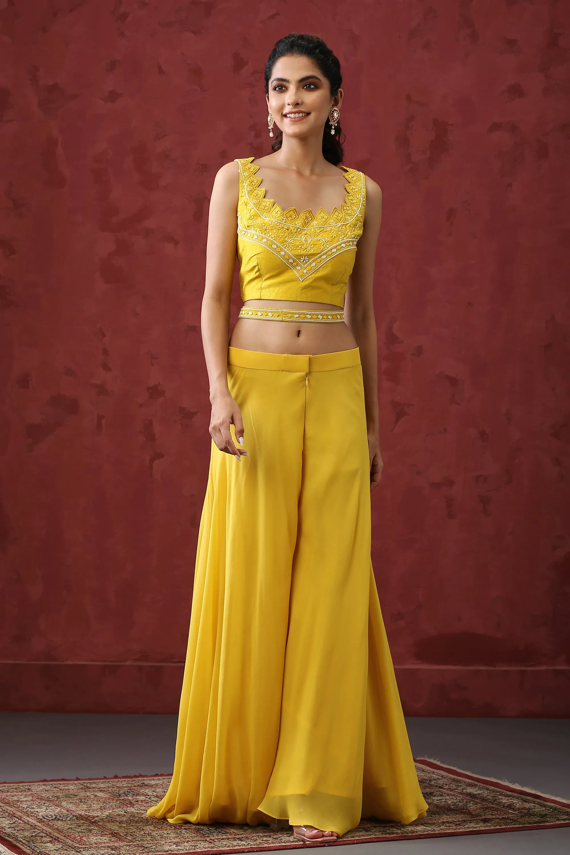 Yellow Sharara Cape Dress